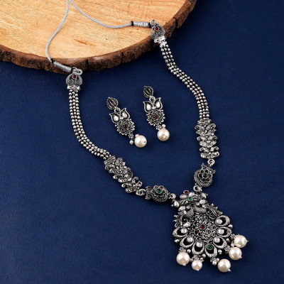 MANSIYAORANGE Copper Sterling Silver Green Jewellery Set(Pack of 3)