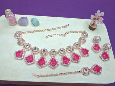 VATSALYA creation Alloy Gold-plated Ruby Red Jewellery Set(Pack of 1)