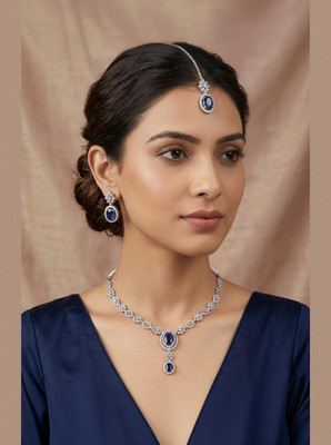 Amoha Lifestyle Alloy Silver White, Blue Jewellery Set(Pack of 4)