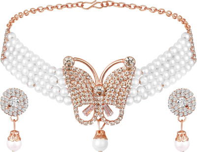ASMITTA Jewellery Alloy Gold-plated White, Pink Jewellery Set(Pack of 3)