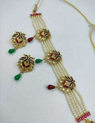 HATRENDZ Alloy Gold, White Jewellery Set(Pack of 1)