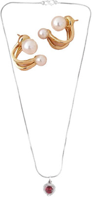 SKG Fashions Stone Red, Gold Jewellery Set(Pack of 1)