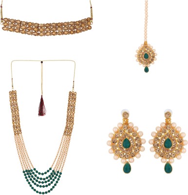 Arti creations Stone Gold-plated Gold, Green Jewellery Set(Pack of 4)