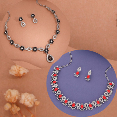 Vedda Brass Gold-plated Silver, Red, Black Jewellery Set(Pack of 1)