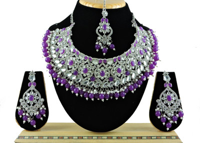 VATSALYA creation Alloy Gold-plated Purple Jewellery Set(Pack of 1)