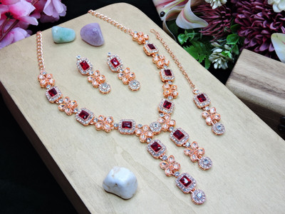 VATSALYA creation Alloy Gold-plated Maroon Jewellery Set(Pack of 1)