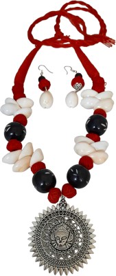 Soundarya boutique Fabric, Oxidised Silver White, Red Jewellery Set(Pack of 1)