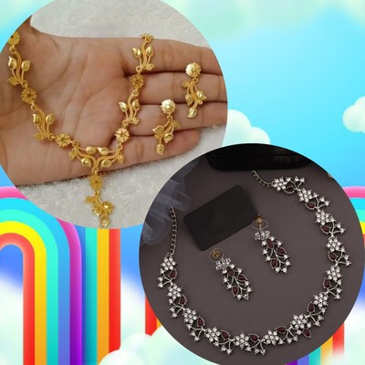 LYRISS Brass Gold-plated Multicolor Jewellery Set(Pack of 2)