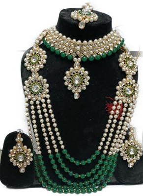 JMBW INTERNATIONAL Brass Silver White, Green Jewellery Set(Pack of 3)