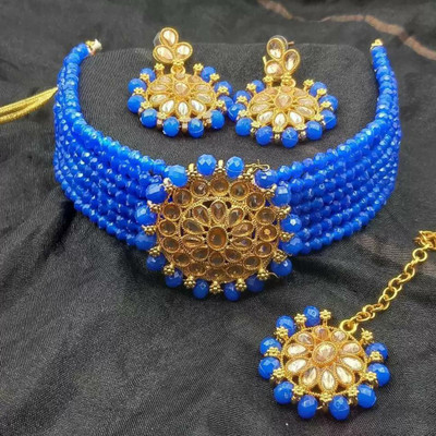 Asl World Alloy Gold-plated Blue Jewellery Set(Pack of 1)