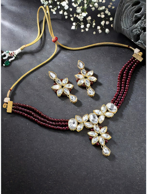 RAUNAK CREATION Alloy Maroon Jewellery Set(Pack of 1)