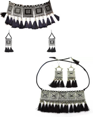 COSMODUST Oxidised Silver Silver Silver, Black Jewellery Set(Pack of 4)