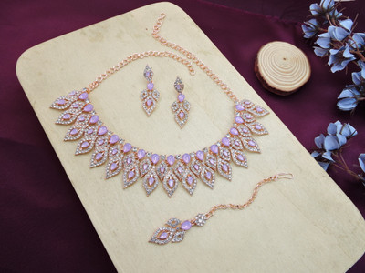 VATSALYA creation Alloy Gold-plated Purple Jewellery Set(Pack of 1)