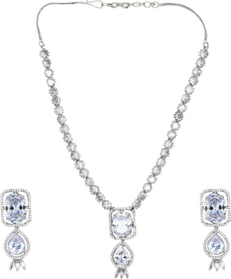 IKSAVA Brass Silver Silver, White Jewellery Set(Pack of 3)