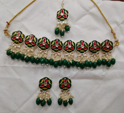 Myra Collection Alloy Gold-plated Green Jewellery Set(Pack of 1)