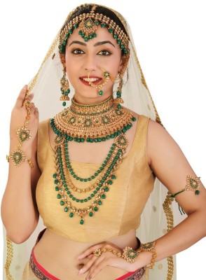 aaiji creation Alloy Gold-plated Green Jewellery Set(Pack of 1)