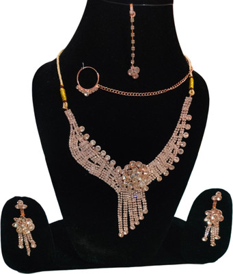 NoorVibe Alloy Pink Jewellery Set(Pack of 1)