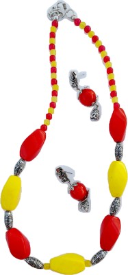 Naman Unique Jewellery Resin, Oxidised Silver, Glass Red, Yellow Jewellery Set(Pack of 3)
