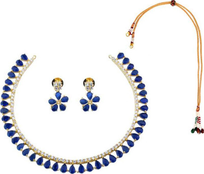 V.V. Sons Dori Gold-plated Blue Jewellery Set(Pack of 1)