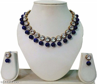 MAHADEV Alloy Gold-plated Blue Jewellery Set(Pack of 1)