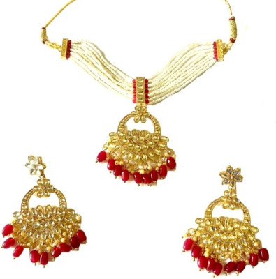 NIKYANKA Brass Gold-plated Gold, White Jewellery Set(Pack of 3)
