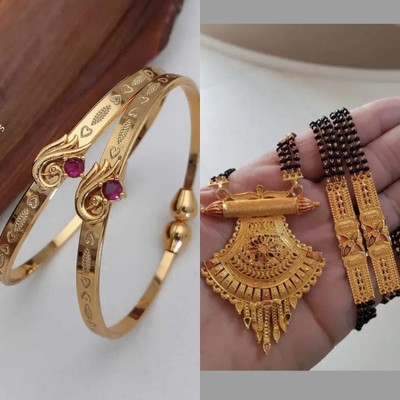 Dressberry Brass Gold-plated Black, Maroon Jewellery Set(Pack of 2)