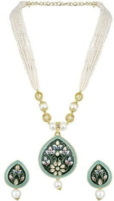 ZMS Alloy Gold-plated Green Jewellery Set(Pack of 1)