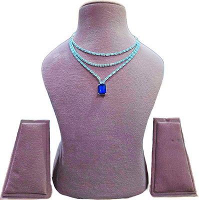 V.V. Sons Alloy Sterling Silver Blue Jewellery Set(Pack of 1)
