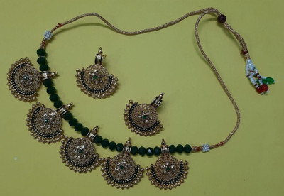 Aksh Enterprises Alloy Gold-plated Green Jewellery Set(Pack of 1)