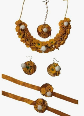 womenworld Fabric Yellow Jewellery Set(Pack of 1)