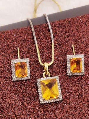 Pihoo Enterprise Alloy Gold-plated Orange Jewellery Set(Pack of 1)