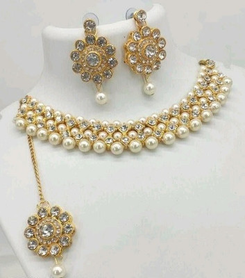 FASHOW Alloy Gold-plated White Jewellery Set(Pack of 1)