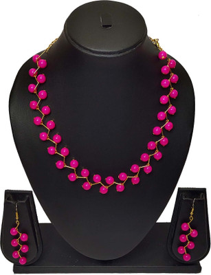 UTTARAI Alloy Gold-plated Pink Jewellery Set(Pack of 1)