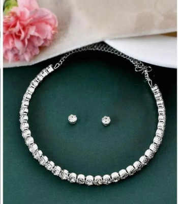 V.V. Sons Alloy Silver Silver, White Jewellery Set(Pack of 1)