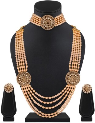 naitika arts Alloy Gold-plated Beige Jewellery Set(Pack of 1)