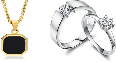 ruby collection Alloy Gold, Black, Silver Jewellery Set(Pack of 2)