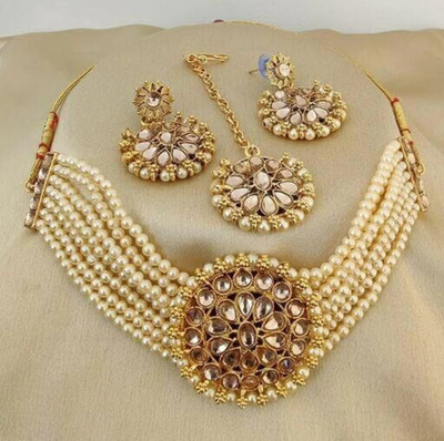 SKRP TRADERS Alloy Gold-plated Red Jewellery Set(Pack of 1)