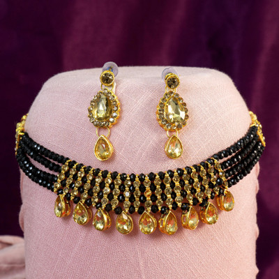 RAMDEV ART FASHION JEWELLERY Metal Gold-plated Gold Jewellery Set(Pack of 1)