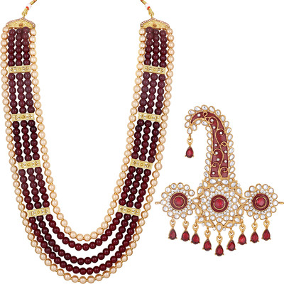 mahi Alloy Gold-plated Red Jewellery Set(Pack of 2)