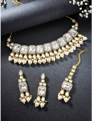 ZEER Creation Alloy White, Gold Jewellery Set(Pack of 1)