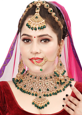 KK IMMITATION Alloy Gold-plated Green Jewellery Set(Pack of 1)