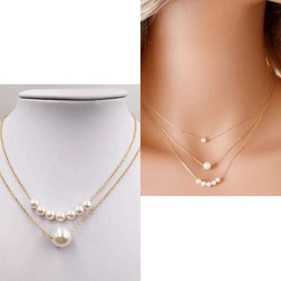 White pearl Crystal Gold-plated Gold Jewellery Set(Pack of 1)