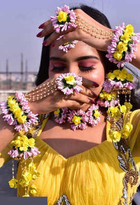 The Visual Hub Fabric Pink Jewellery Set(Pack of 6)