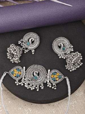 DEGHLAM Zinc Silver Yellow, Green Jewellery Set(Pack of 3)