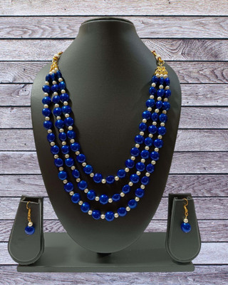 PRAGATI Alloy Gold-plated Blue Jewellery Set(Pack of 1)