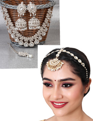 VATSALYA creation Alloy Gold-plated White Jewellery Set(Pack of 2)