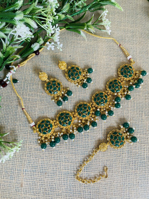VATSALYA creation Alloy Gold-plated Black Jewellery Set(Pack of 3)