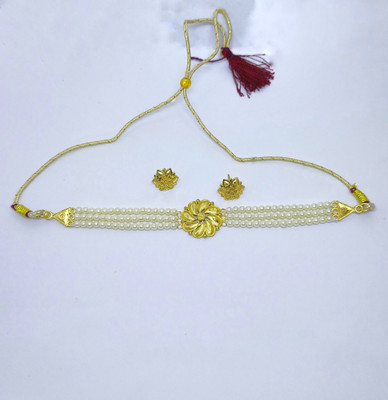Sonali Imitation Store Alloy Gold-plated Gold, White Jewellery Set(Pack of 1)