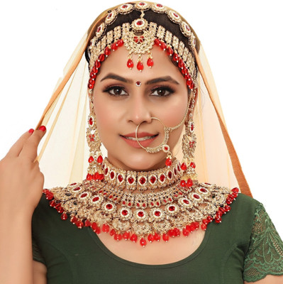 KK IMMITATION Alloy Gold-plated Red Jewellery Set(Pack of 1)