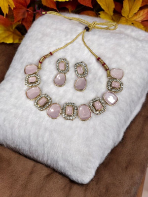 R A Enterprises Alloy Gold-plated Pink Jewellery Set(Pack of 3)